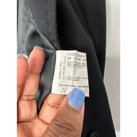 Cinzia Rocca Loro Piana Black Career Office Office Wool Blend Blazer Size 14 - Picture 2 of 12